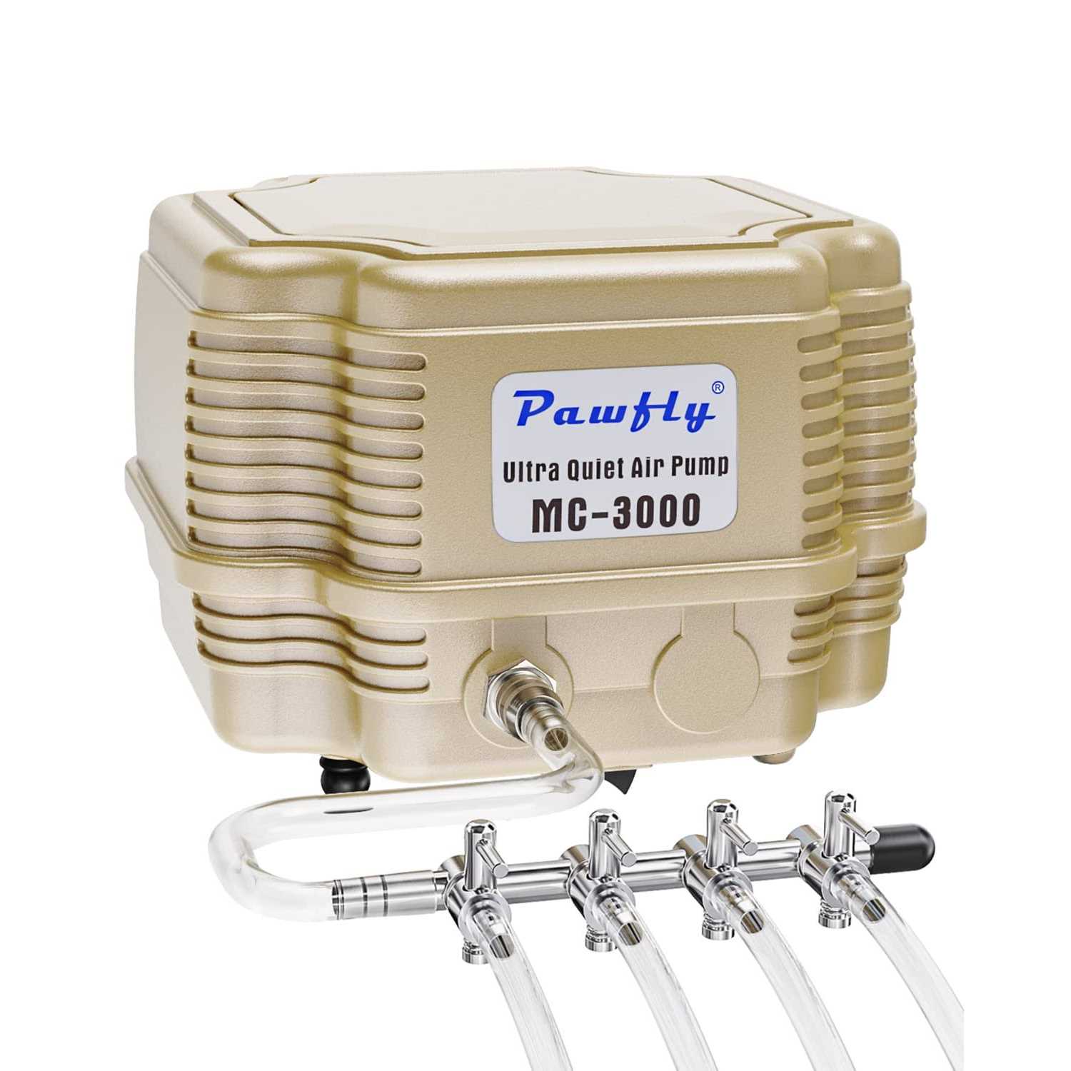 Pawfly 254 GPH Aquarium Air Pump Adjustable Quiet Oxygen Aerator Pump with Multi-Port Air Flow Control Lever Valve Splitter and - Healthber