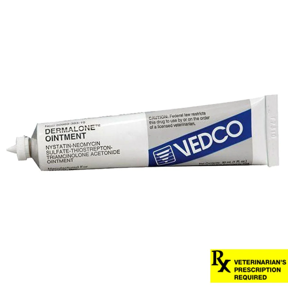 Rx Dermalone (nystatin-neomycin sulfate-thiostrepton-triamcinolone acetonide) Ointment for Cats & Dogs - Healthber
