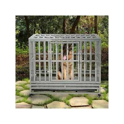 SMONTER Heavy Duty I Shape Dog Crate, Silver, 38-in - Healthber