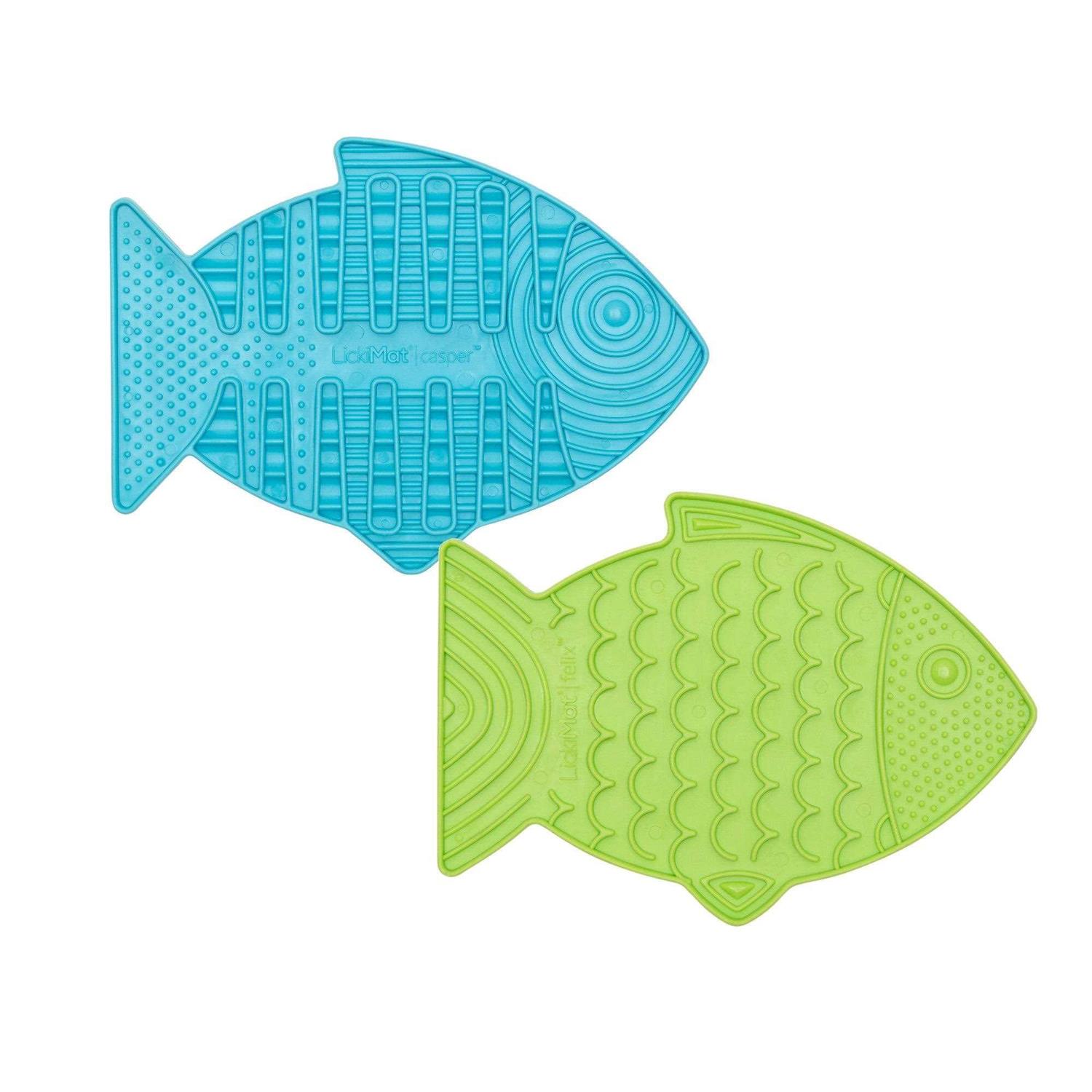 Lickimat Casper & Felix, Fish-Shaped Cat Slow Feeders Lick Mat, Boredom Anxiety Reducer - Healthber