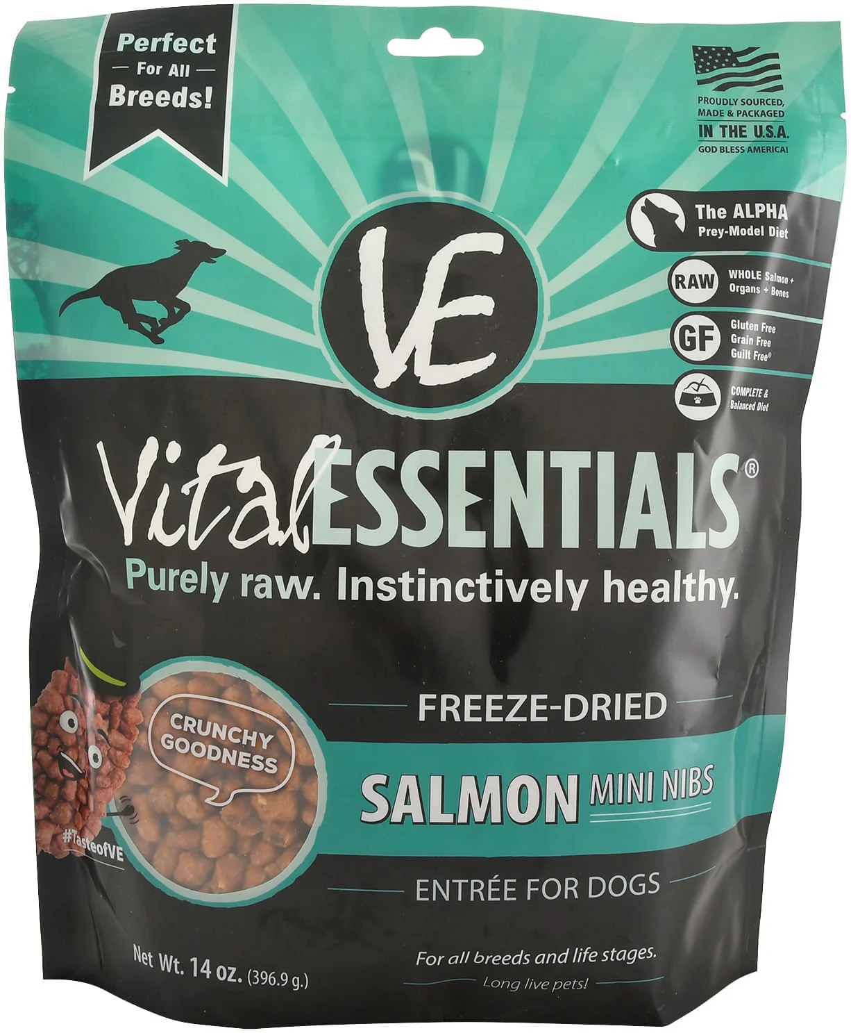Vital Essentials Freeze-Dried Salmon Mini Nibs Dog Food - Healthber