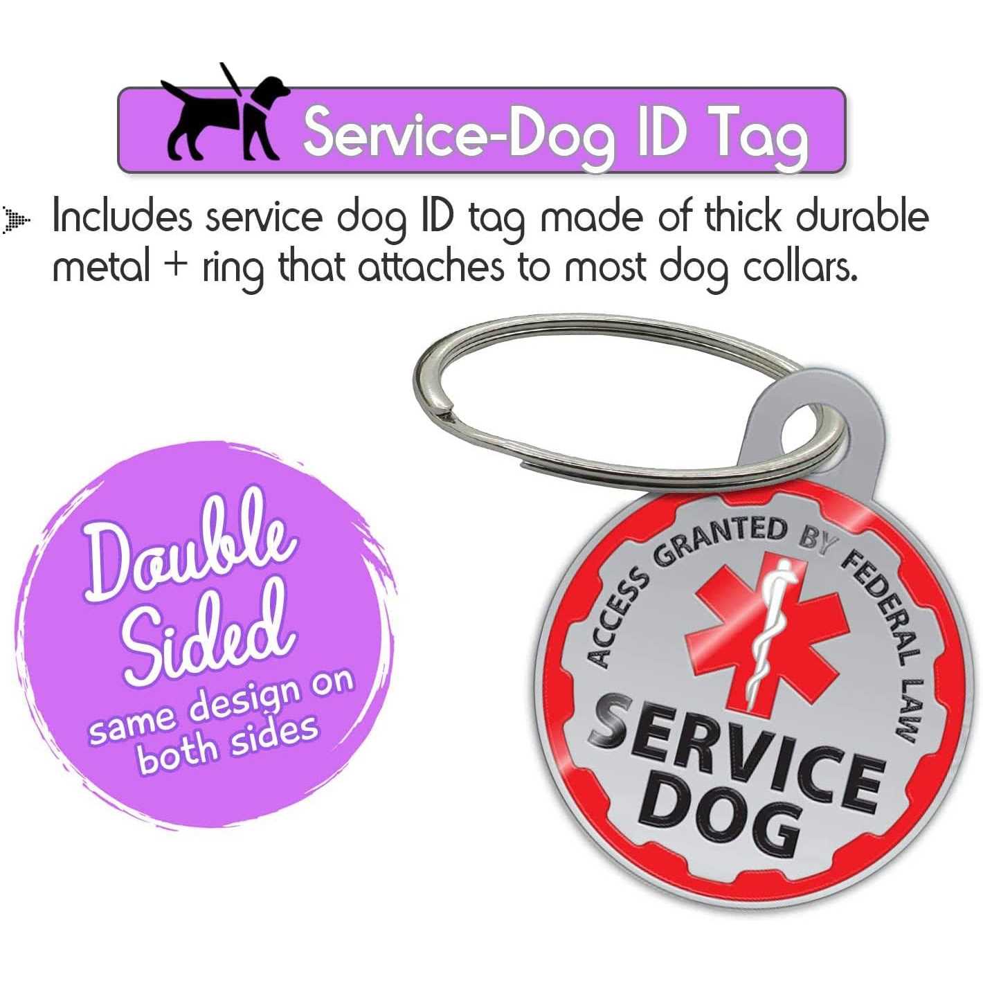 Pelto Service Dog Vest + ID Tag + 50 ADA Information Cards Service Dog Harness w patch in Sizes X Small to XX Large - Healthber