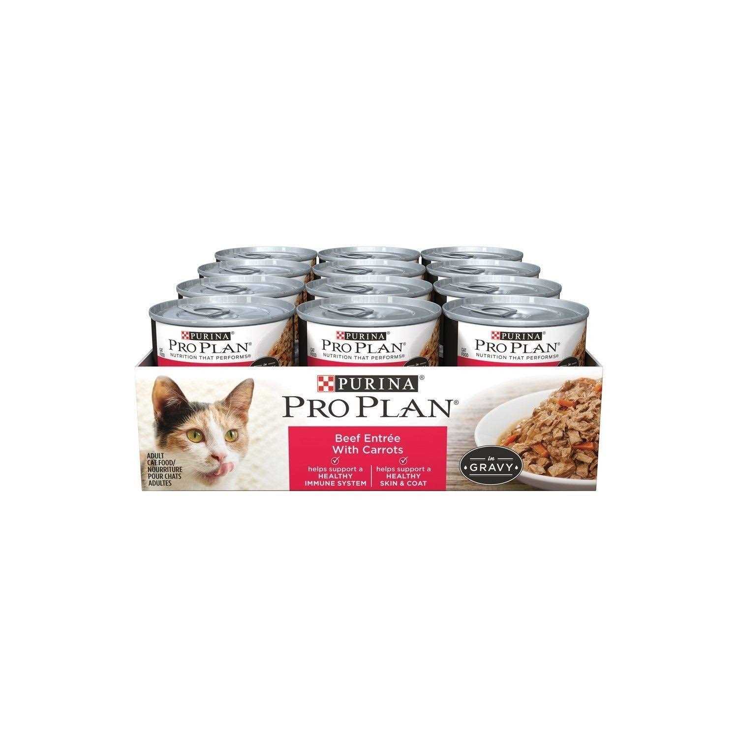 Purina Pro Plan Beef & Carrots Entree in Gravy Canned Cat Food - Healthber