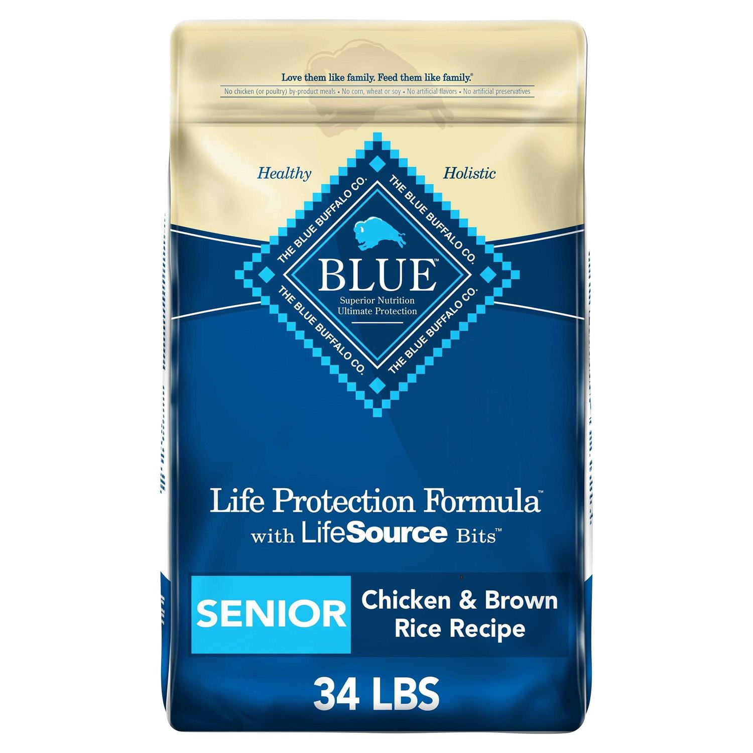 Blue Buffalo Life Protection Formula Natural Senior Chicken and Brown Rice Dry Dog Food - Healthber
