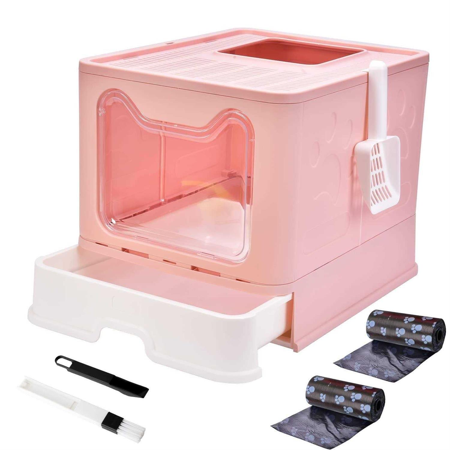 Cat Litter Box with Lid Top Entry Cat Litter Box Pan Enclosed Cat Potty - Healthber