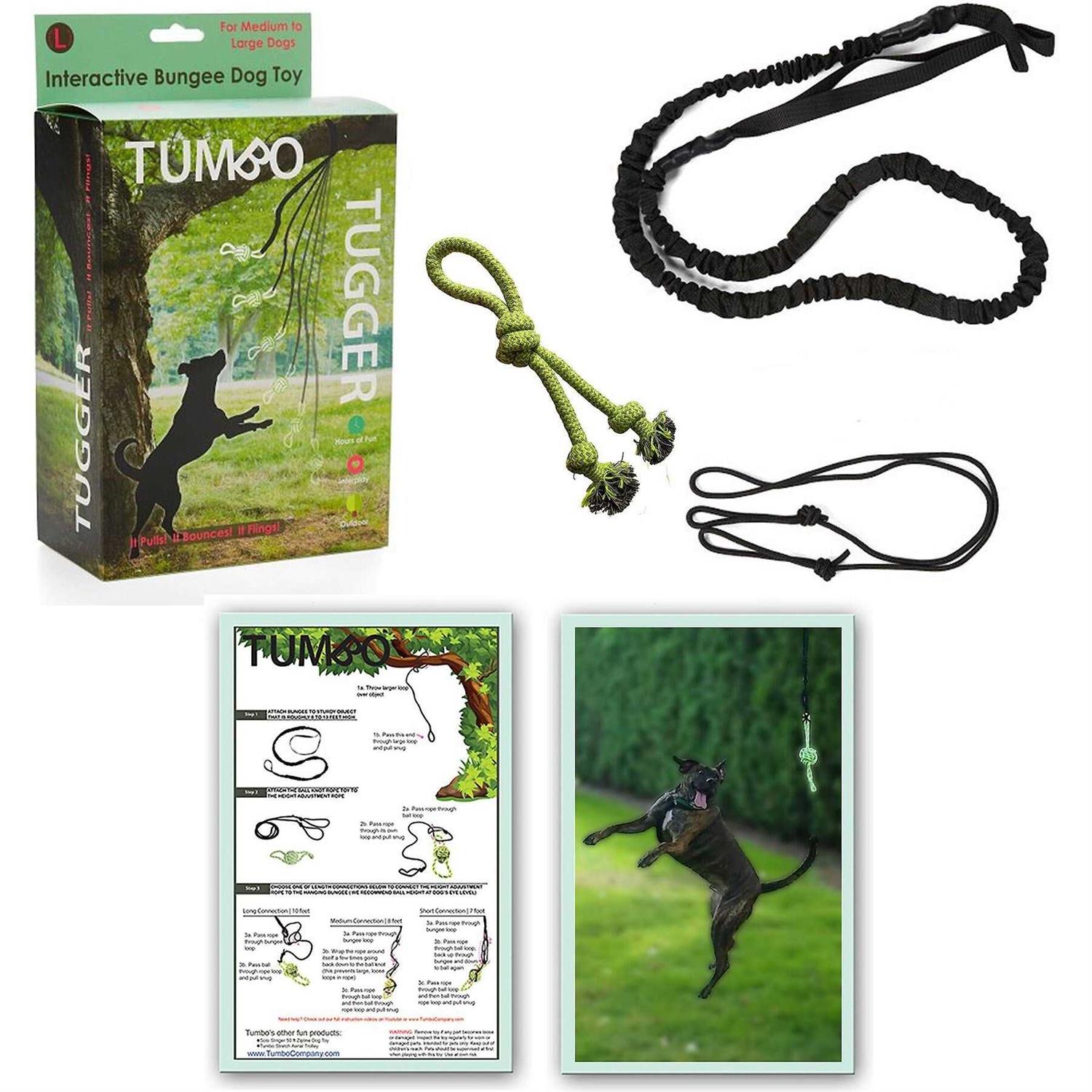 Tumbo Tugger Outdoor Hanging Bungee Dog Toy Large - Healthber