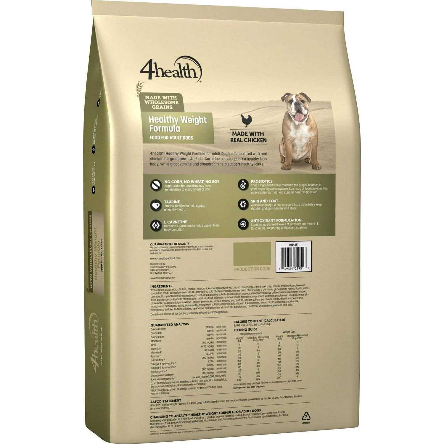 4health with Wholesome Grains Adult Healthy Weight Chicken Formula Dry Dog Food 1024381 - Healthber