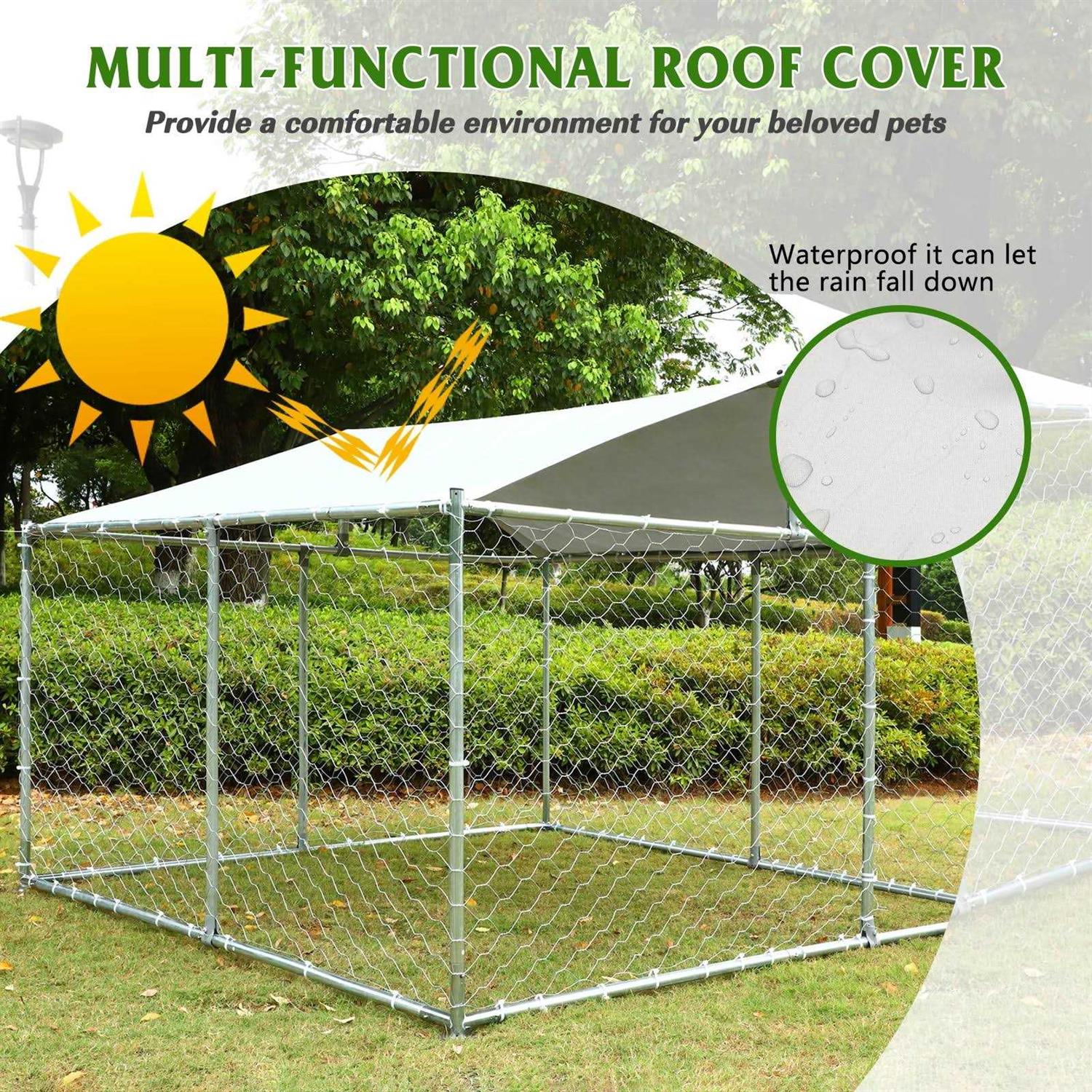 Magic Union Outdoor Dog Kennel,Large Dog Playpen Outdoor Dog Fence for Backyard Dog Run with Waterproof Cover - Healthber