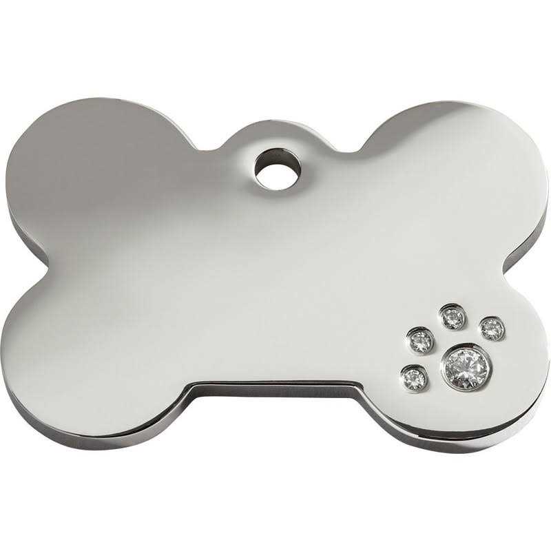 Red Dingo Diamante Pet ID Tag Bone - Healthber