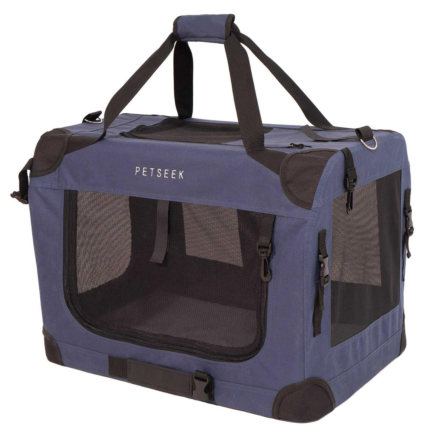 Petseek Extra Large Cat Carrier Soft Sided Folding Small Medium Dog Pet Carrier 24×16.5×16 Travel Collapsible Ventilated Comfortable Design - Healthber