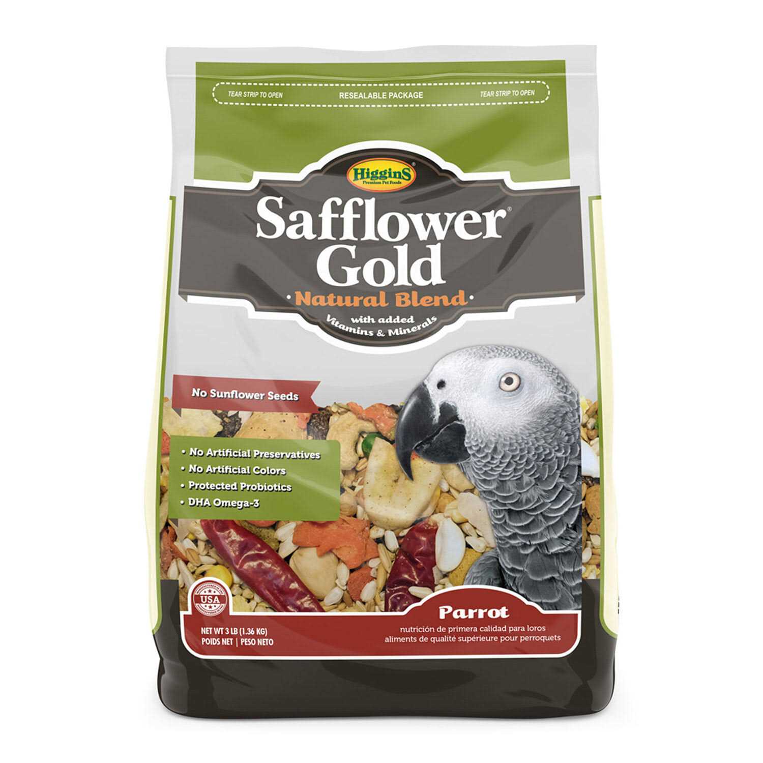 Higgins Safflower Gold Parrot Food - Healthber