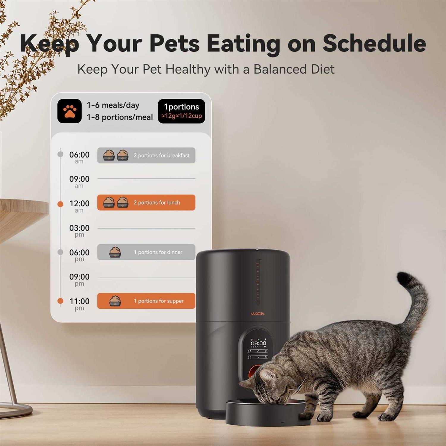 Wopet Automatic Dog Feeders Pet Feeder Cat Food dispenser With Stainless Steel Bowl - Healthber