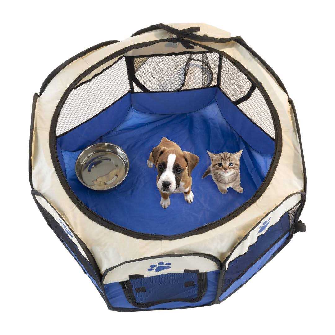 PETMAKER Pop-Up Pet Playpen with Carrying Case Blue - Healthber