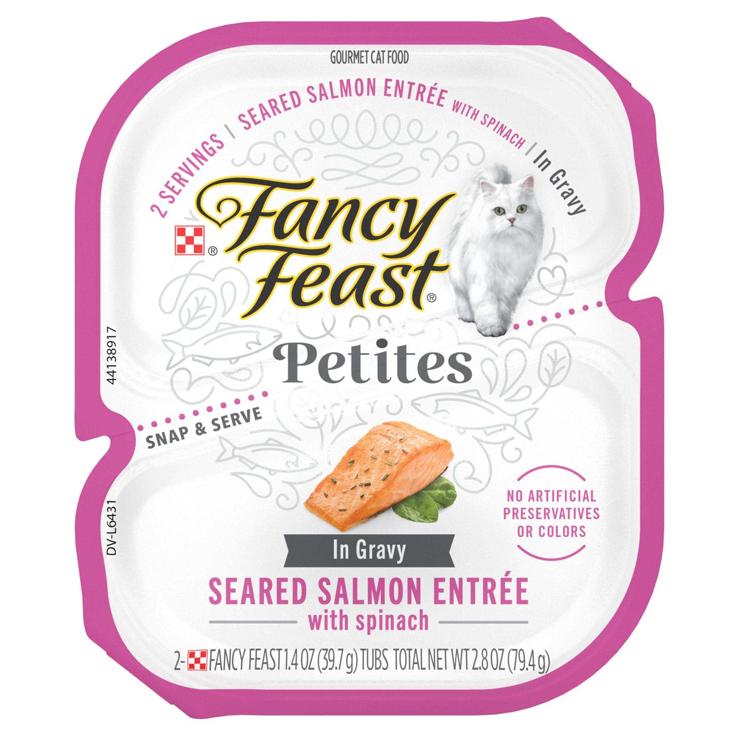 Fancy Feast Petites in Gravy Seared Salmon with Spinach Entree Wet Cat Food - Healthber