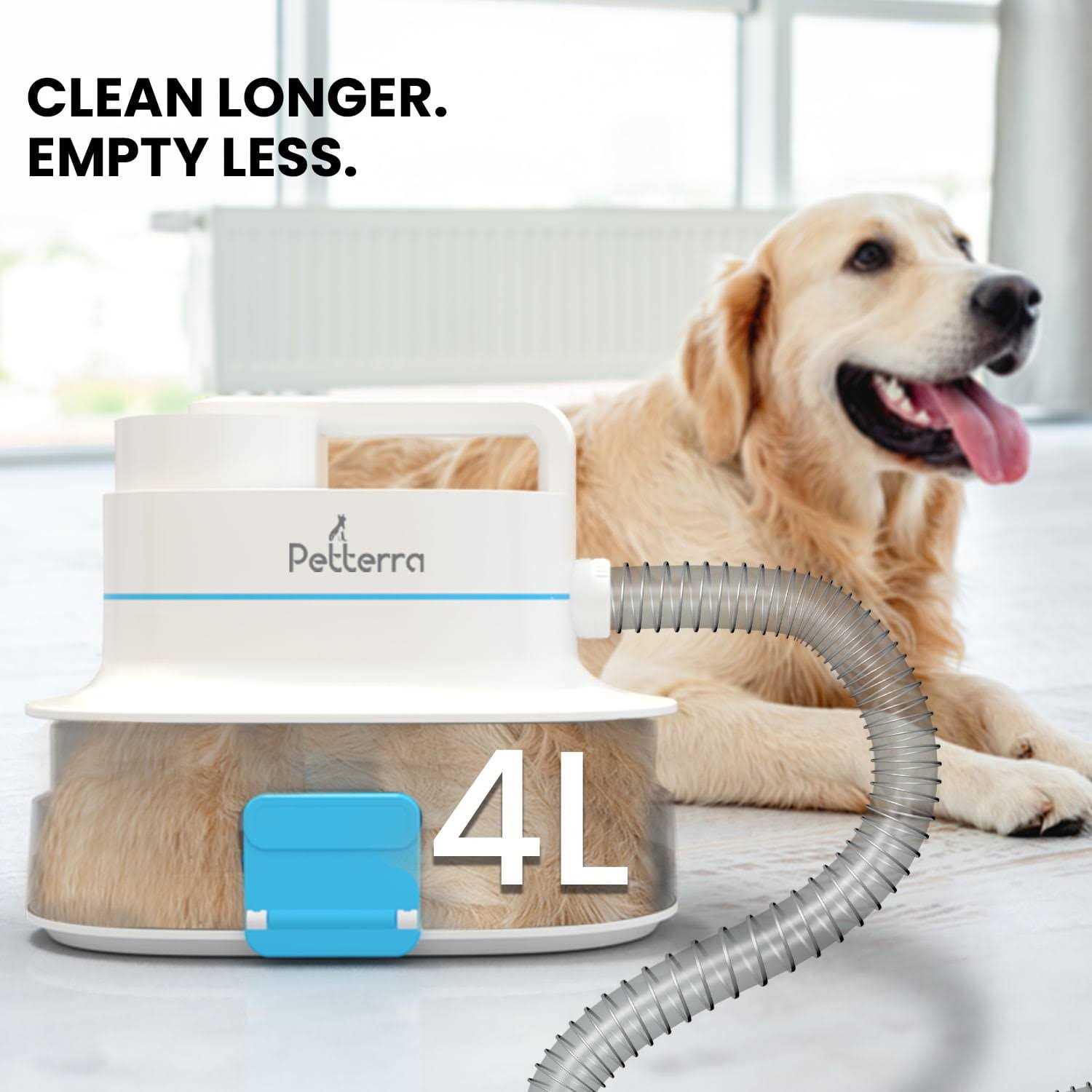 Pet Terra 3-in-1 Grooming Kit Vacuum Suction 99% Dryer & Professional Pet Grooming Clipper. 6 Grooming Tools for Shedding & Drying Pet Hair. 4L Dust - Healthber