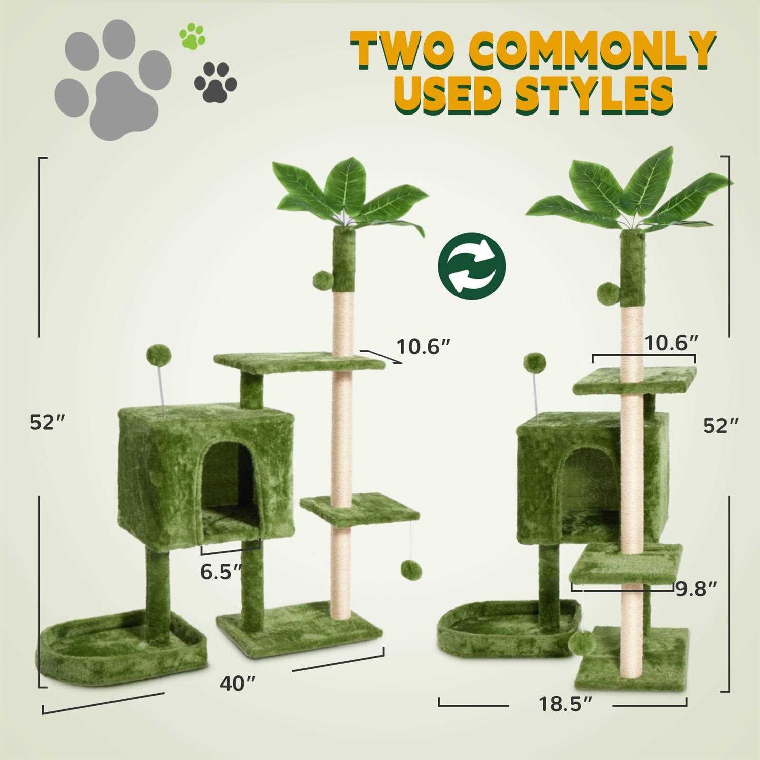 Mudie Cat Tree,52in Cat Tower for Indoor Cats Cat Tree with Scratching Posts Plush Perch Stand - Healthber