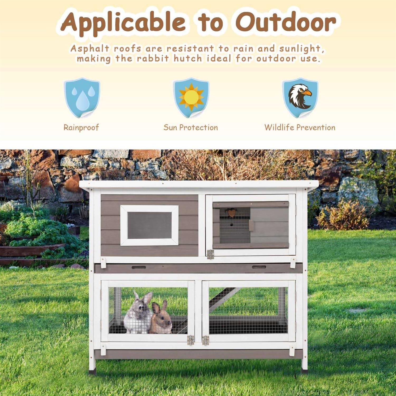 PetsCosset Rabbit Hutch Rabbit Cages Indoor Rabbit Hutch Outdoor Bunny Cage Rabbit Cage On Wheels Two Story Weatherproof Guinea Pig Cage for Small - Healthber