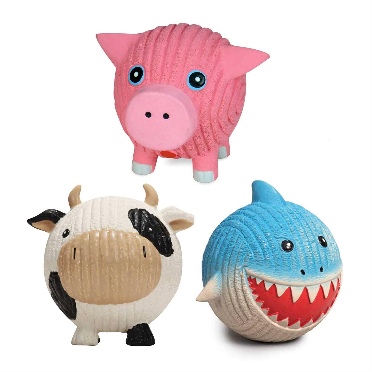 HuggleHounds Finn The Shark Ruff-Tex Ball Dog Toy - Healthber
