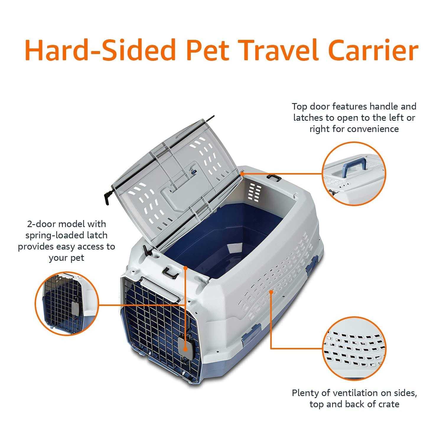 Amazon Basics Basics Two-Door Top-Load Hard-Sided Pet Travel Carrier - Healthber