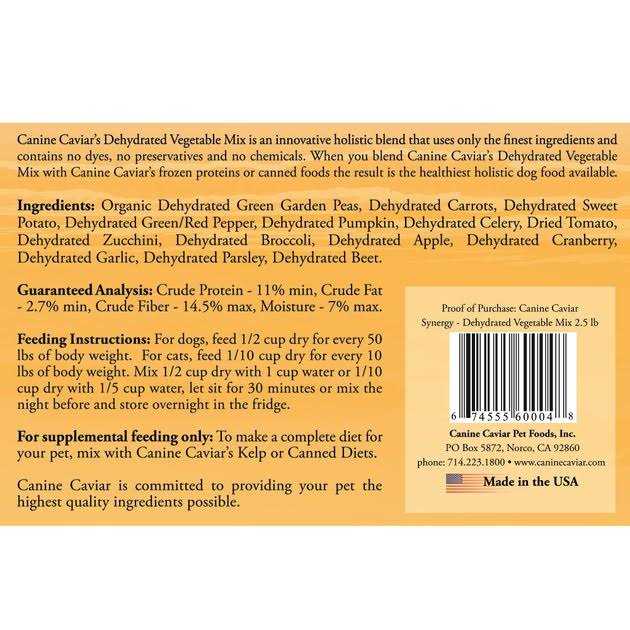 Canine Caviar Synergy Dehydrated Vegetable Mix Food Supplement - Healthber