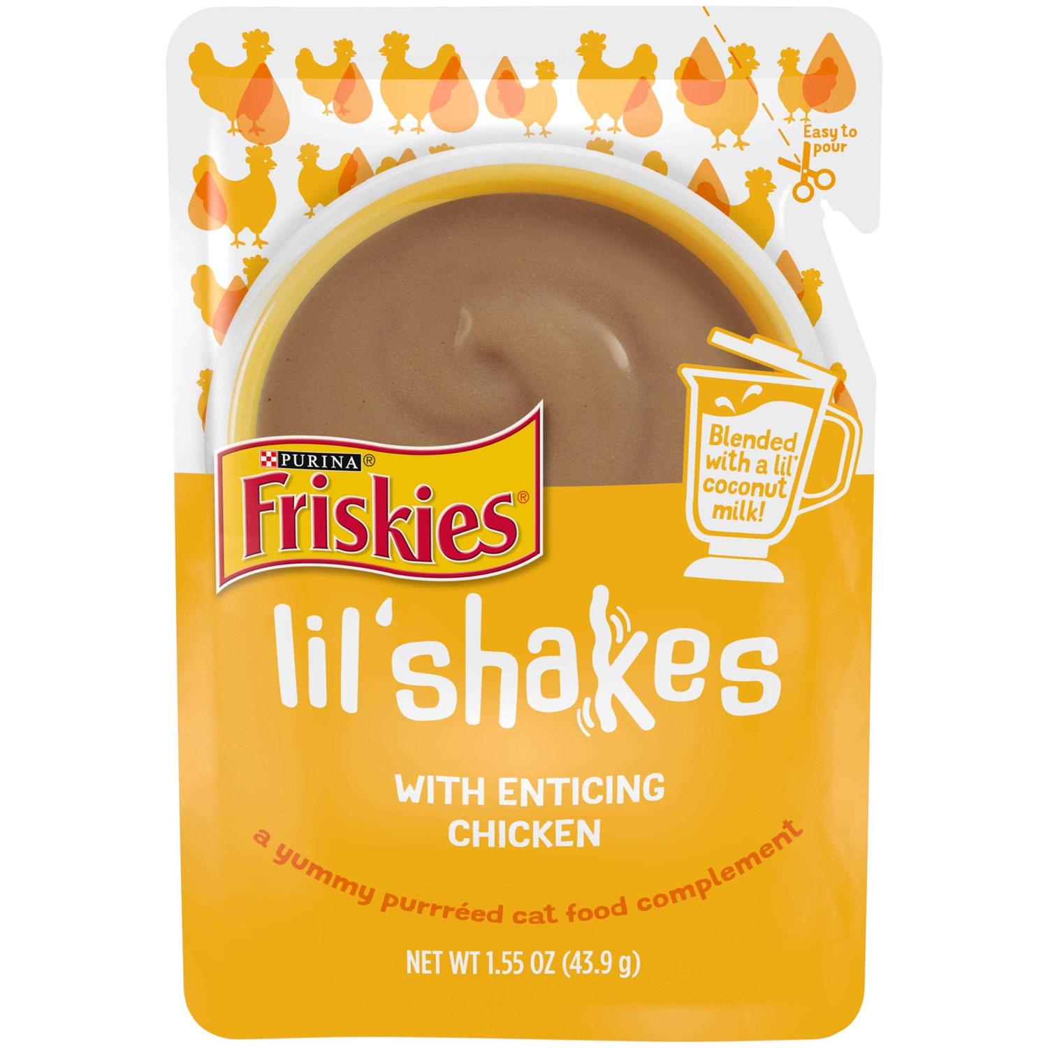 Purina Friskies Lil’ Shakes With Enticing Chicken Lickable Puree Cat Food Topper - Healthber