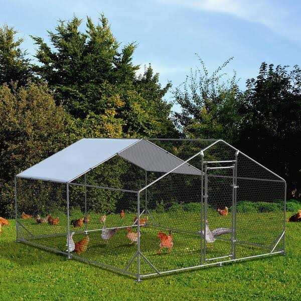 10 ft. L x 13 ft. W x 6.4 ft. H Walk-In Chicken Coop Poultry Cage with Waterproof Cover - Healthber