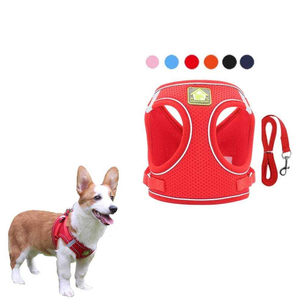 Feimax Dog Harness and Leash Set No-Pull Soft Mesh Vest Reflective Adjustable Pet Harnesses For Small - Healthber