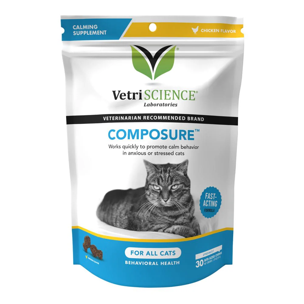 Composure Calming Support Formula for Cats, 30 Bite Sized Soft Chews - Healthber