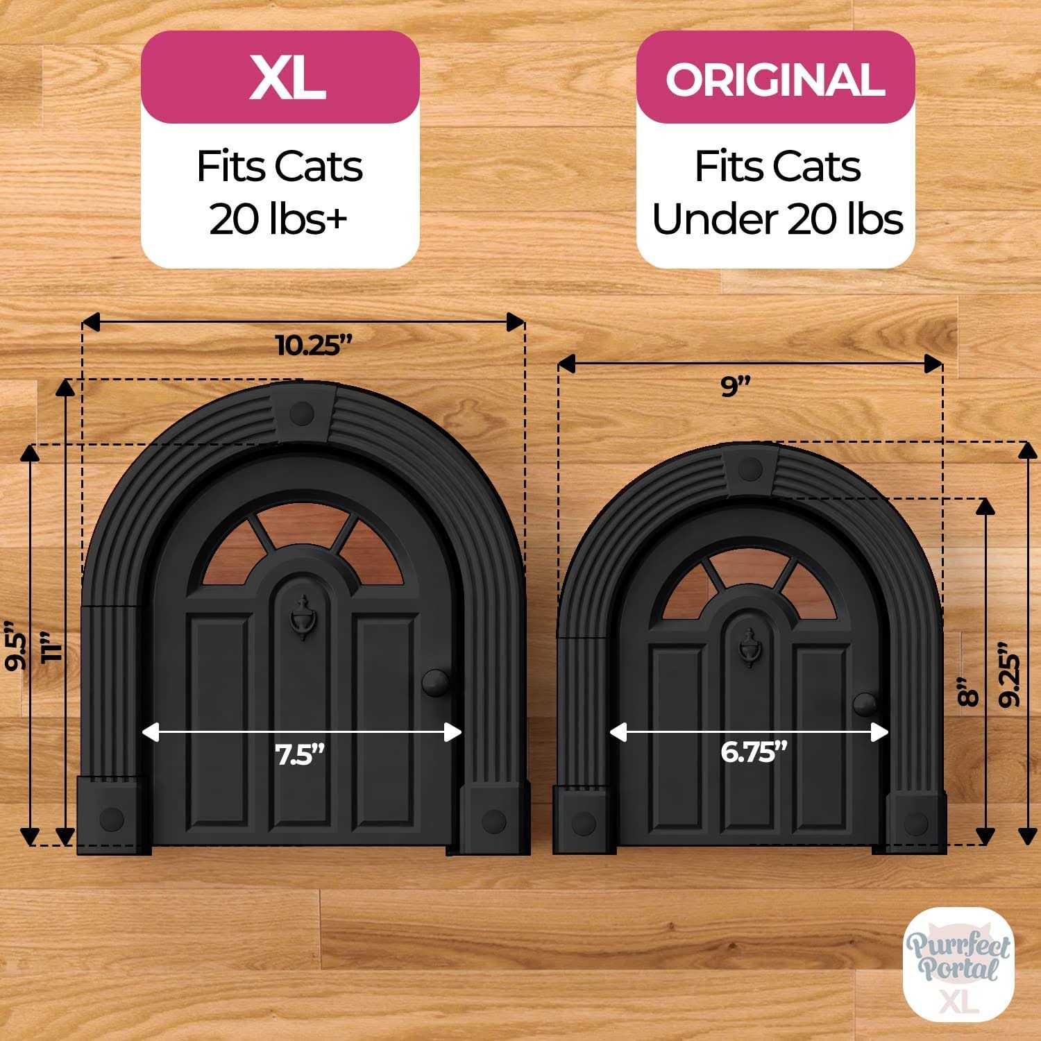Purrfect Portal Interior Cat Door No-Flap Cat Door for Interior Door Cat Door Interior Door for Cats Up to 20 lbs - Healthber