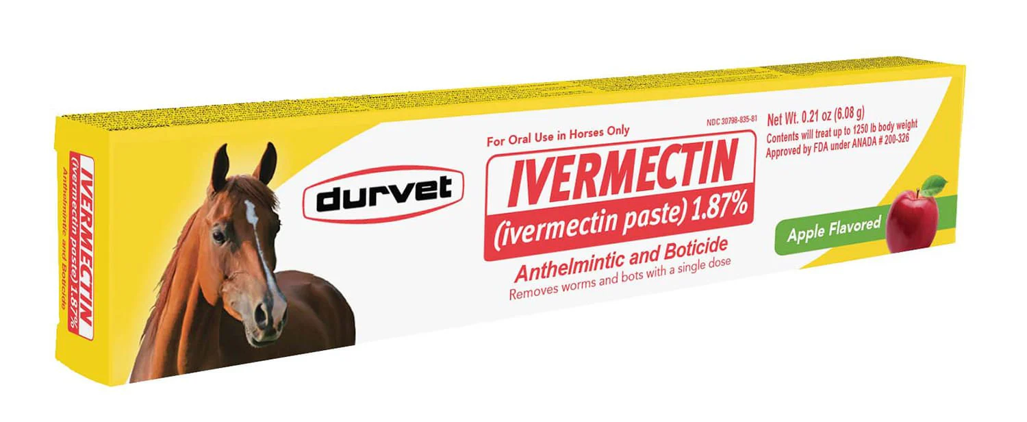 Durvet Ivermectin Horse Dewormer Paste 1.87%, Apple Flavor, 6.08 gm - Healthber