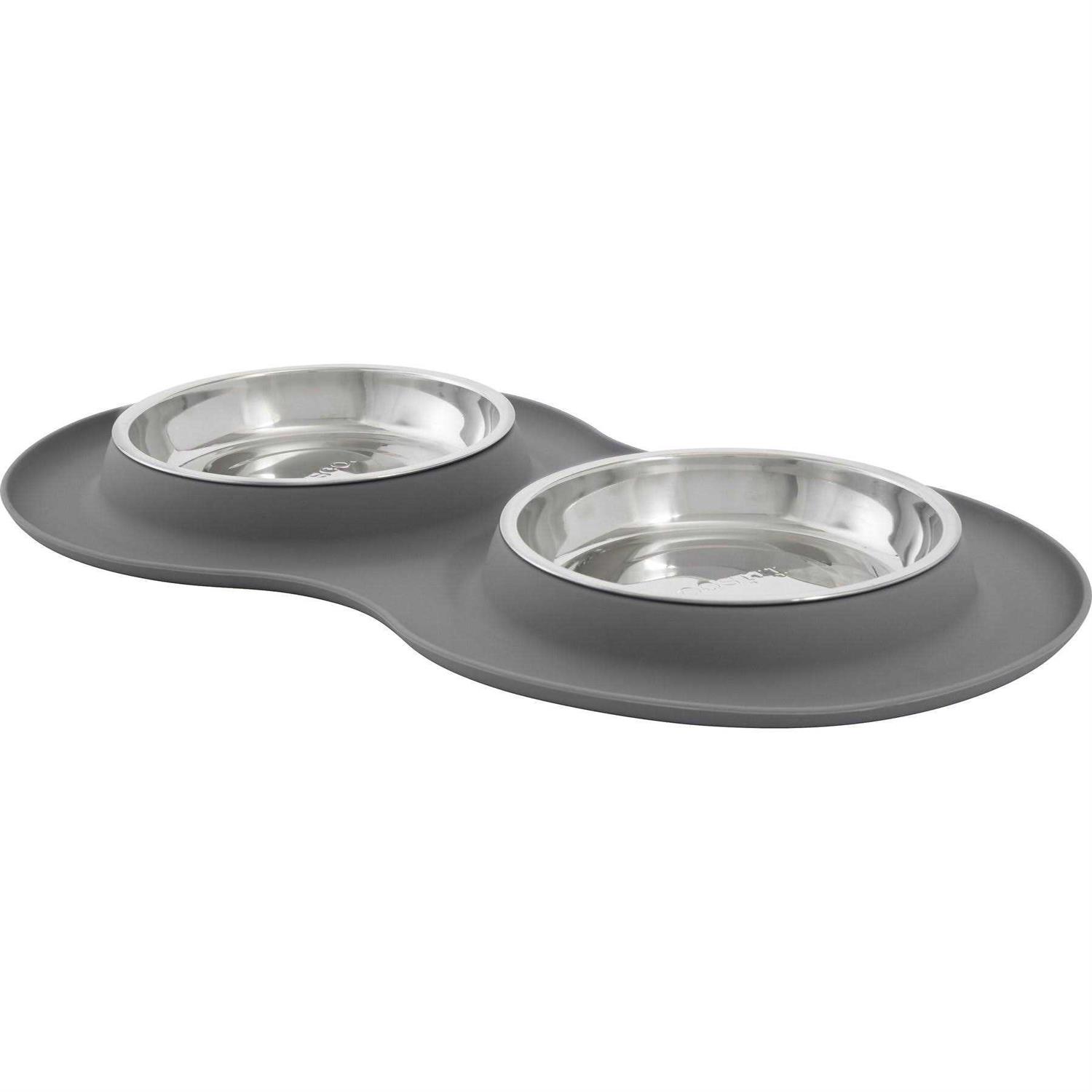 Frisco Double Stainless Steel Pet Bowl with Silicone Mat - Healthber