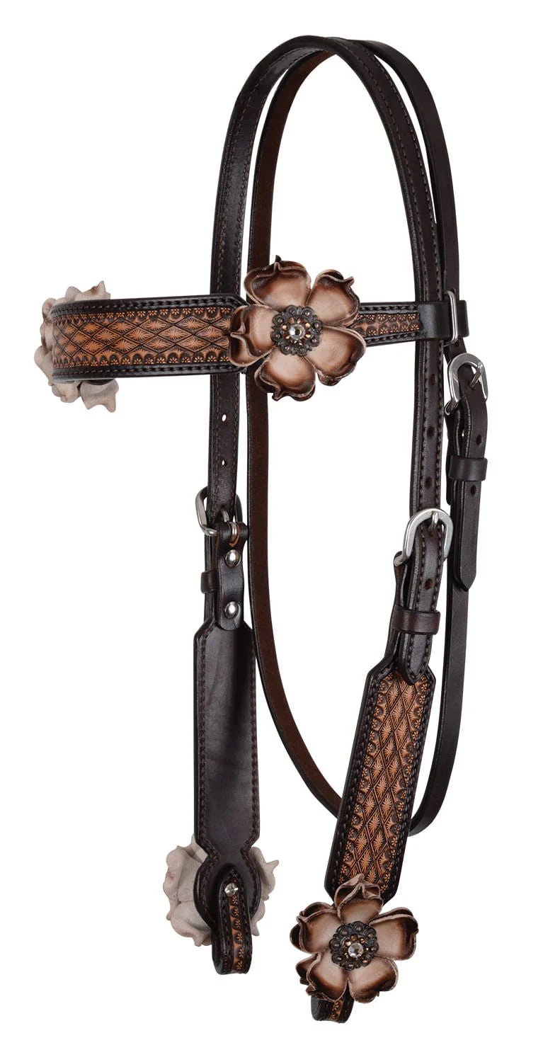 Circle Y Dusty Rose Vintage Browband Headstall, Full - Healthber