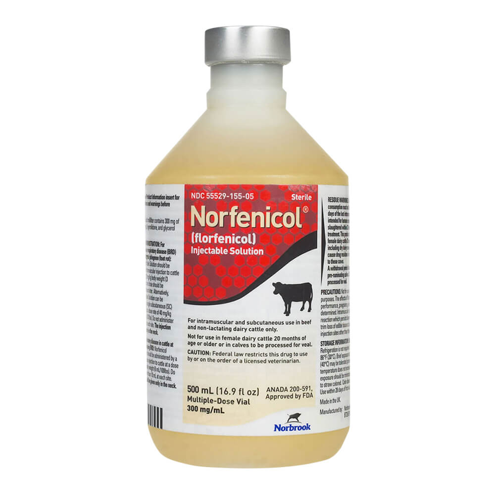 Rx Norfenicol (florfenicol) Injectable Solution for Cattle, 500 ml - Healthber