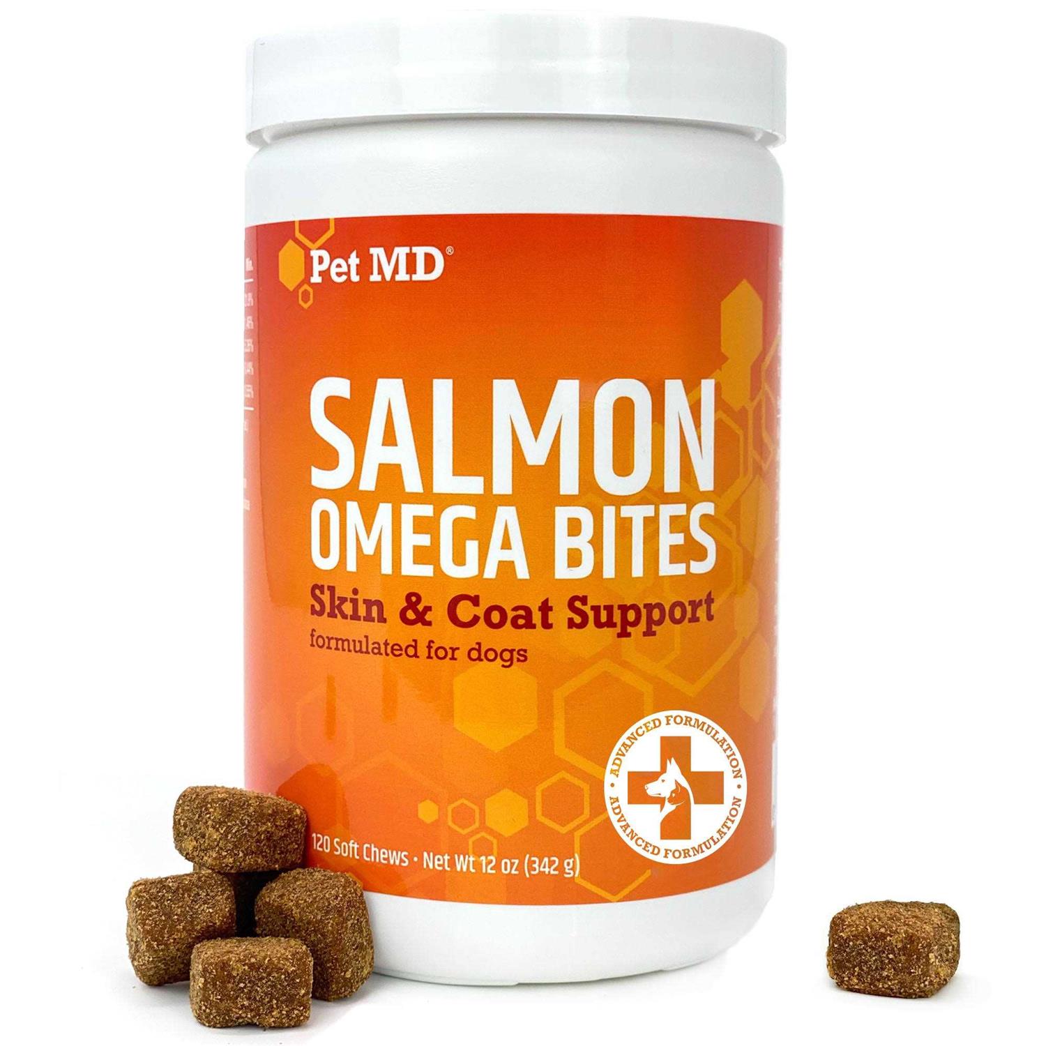 Pet MD Salmon Omega Soft Chew Bites for Dogs 120ct - Healthber
