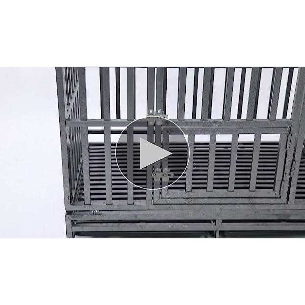 SMONTER Heavy Duty Strong Metal Dog Cage Pet Kennel Crate Playpen Wheels - Healthber