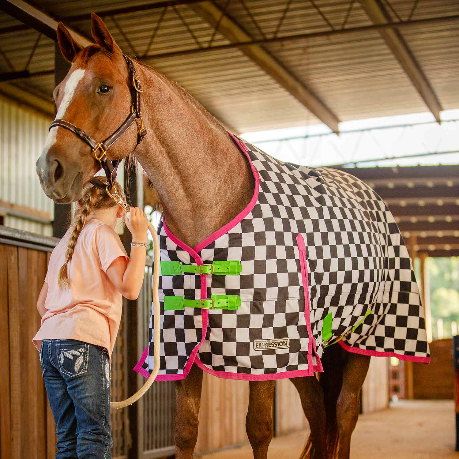 Expression 1200 Denier Standard Neck Turnout Sheet, 0 Gram, Skater Cowgirl - Healthber