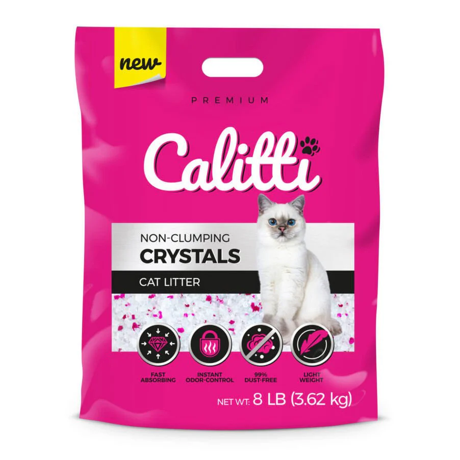 Calitti Non-Clumping Cat Litter Crystals with Silica Gel, 8 lbs - Healthber