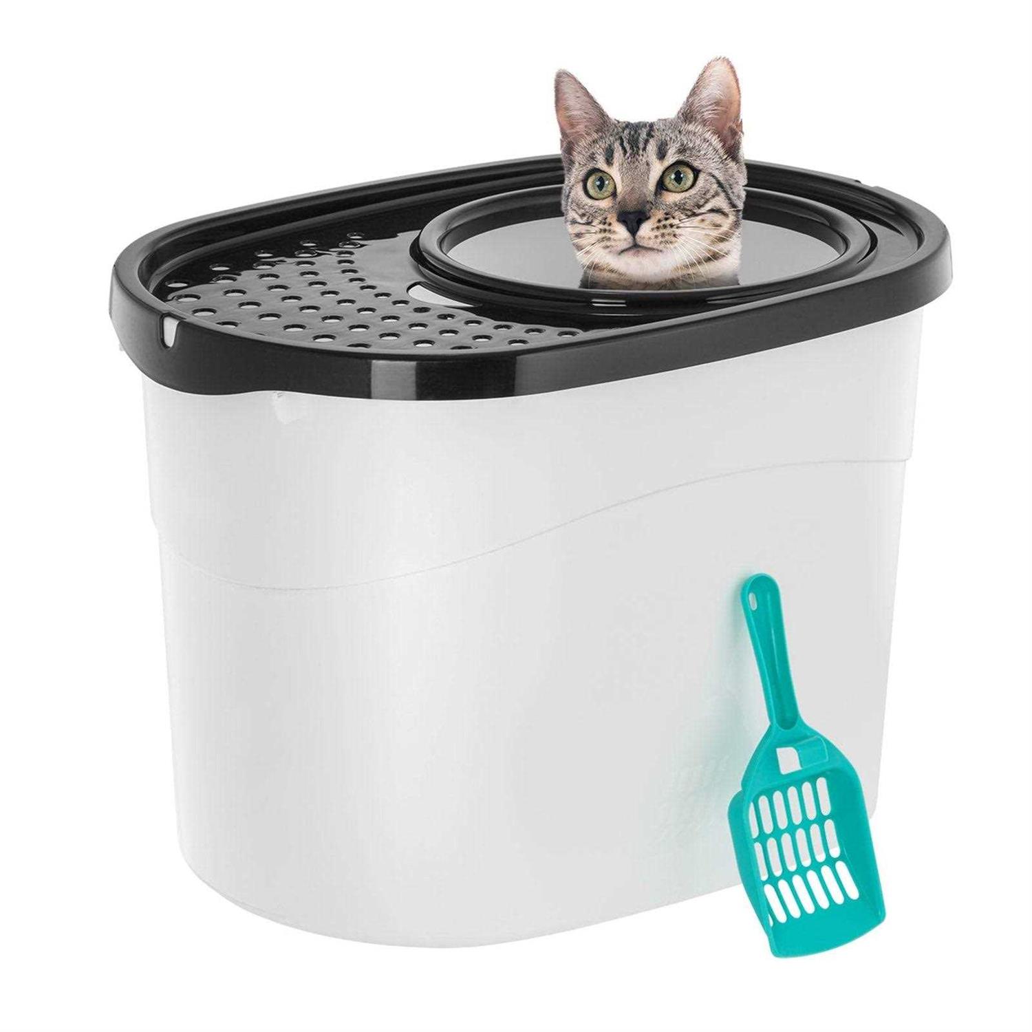 IRIS USA Top Entry Cat Litter Box with Scoop - Healthber
