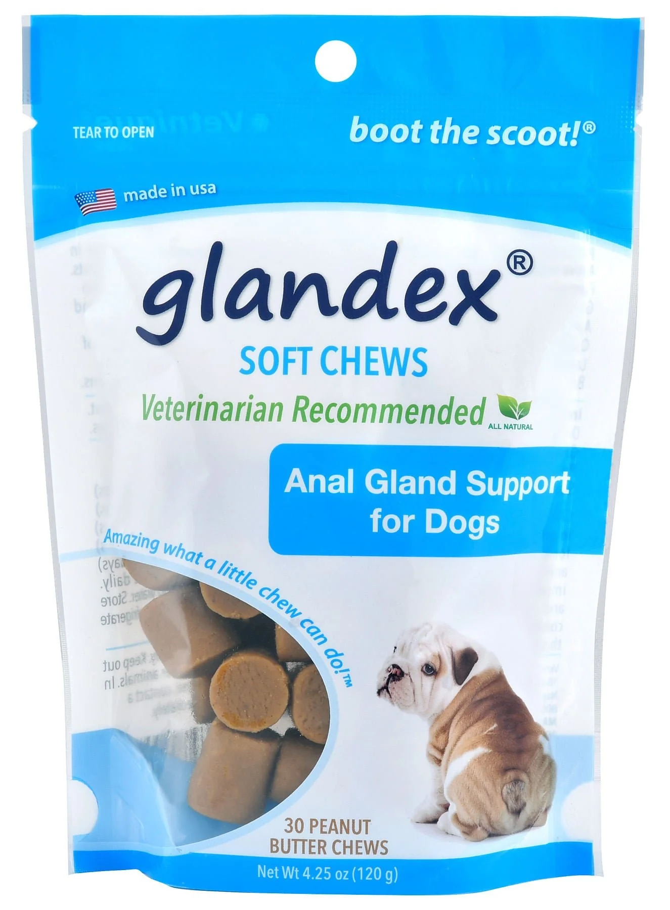 Glandex Soft Chews for Dogs, Peanut Butter - Healthber