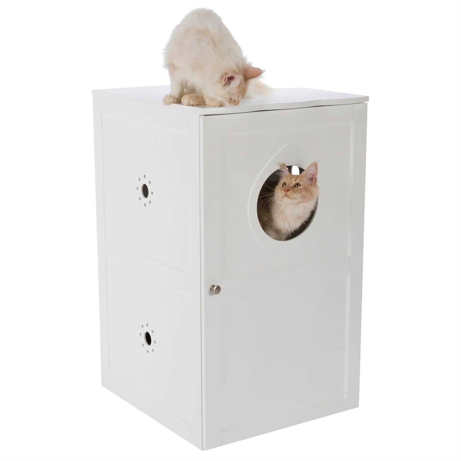 TRIXIE 2-Story Wooden Cat Litter Box Enclosure - Healthber