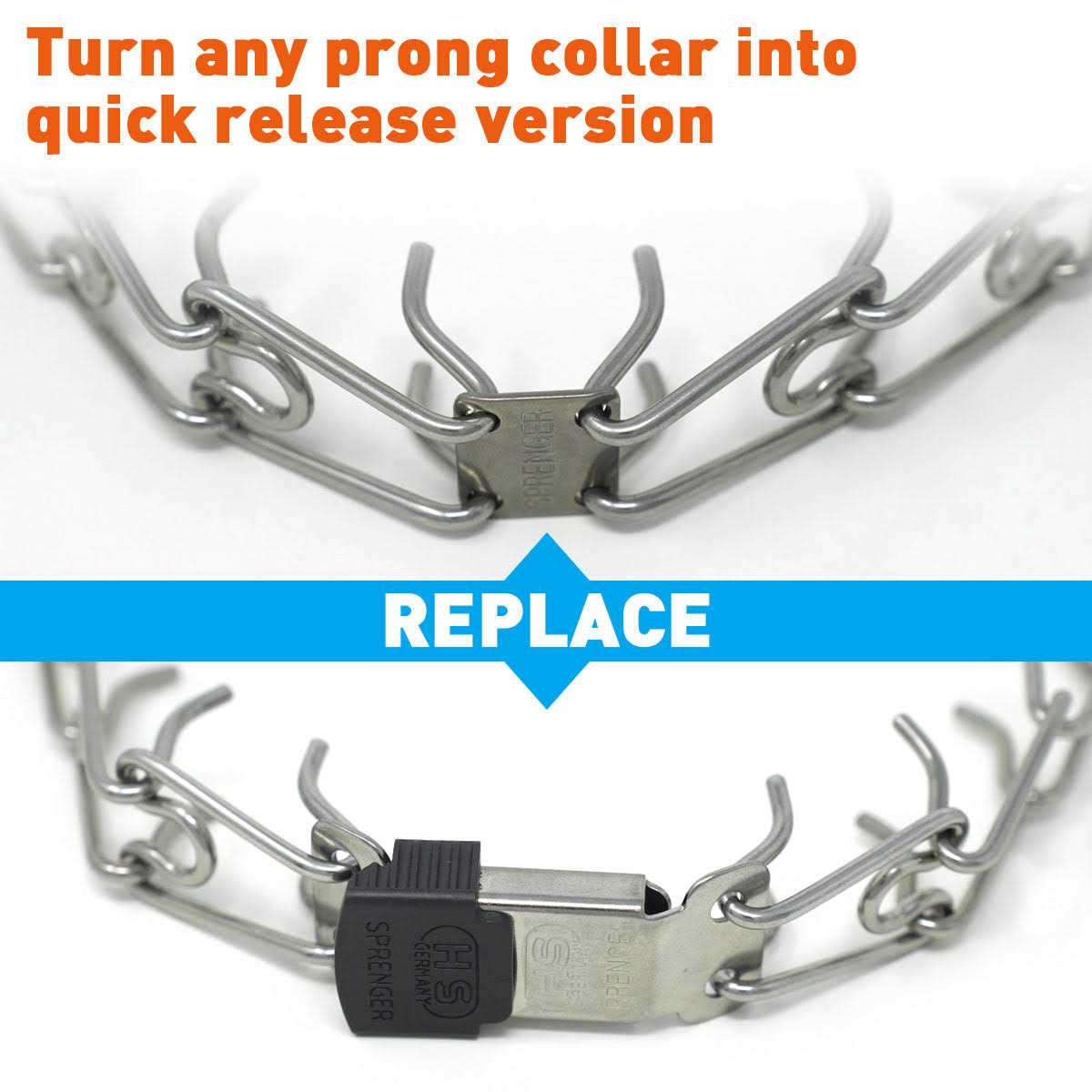 Herm Sprenger ClicLock Fastener Stainless Steel Buckle for Prong Dog Training Collar & Quick Release with Easy Buckle for Medium Large Dogs - Healthber