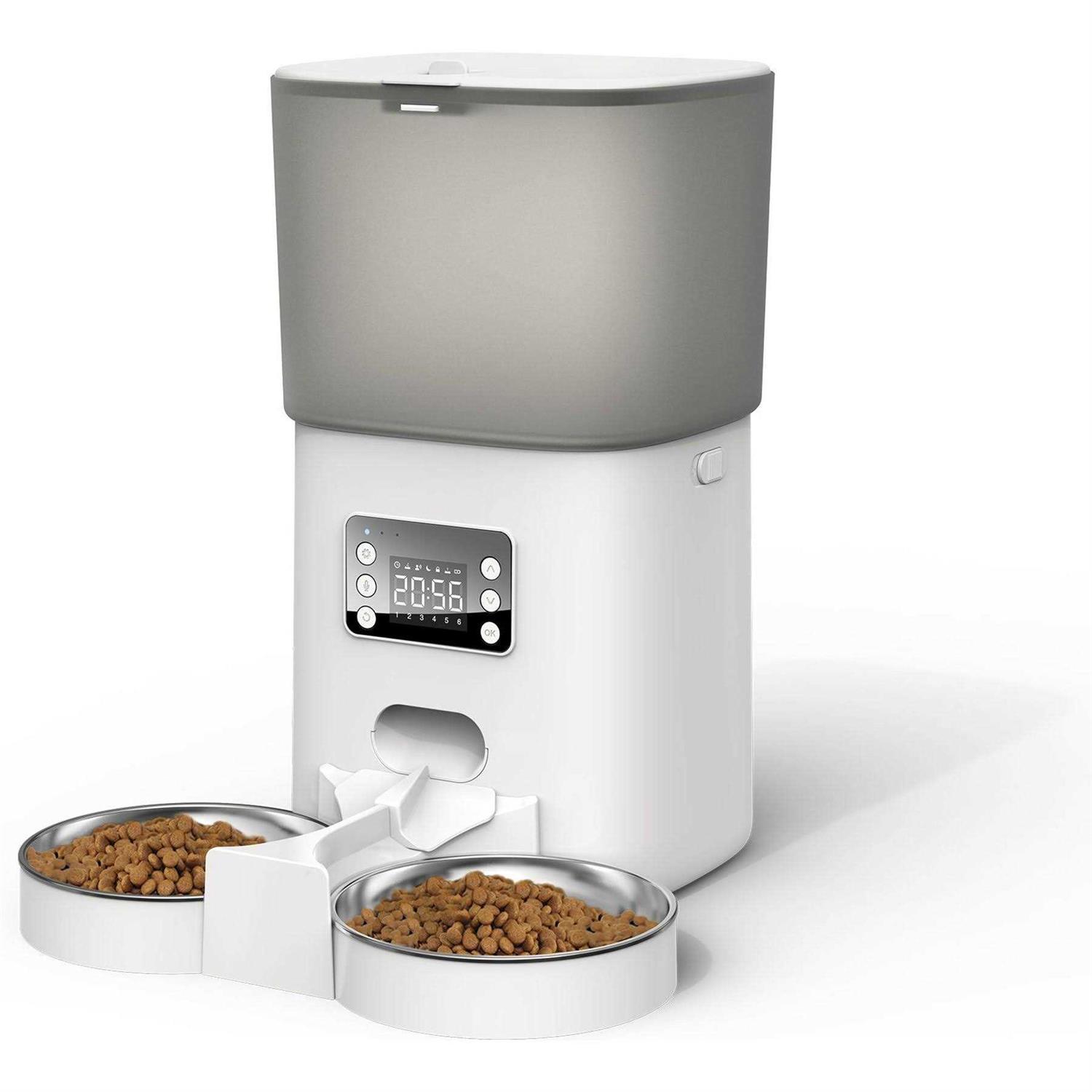 Bueteka Automatic Food Dispenser with Splitter & Stainless Bowls Cat & Dog Feeder - Healthber