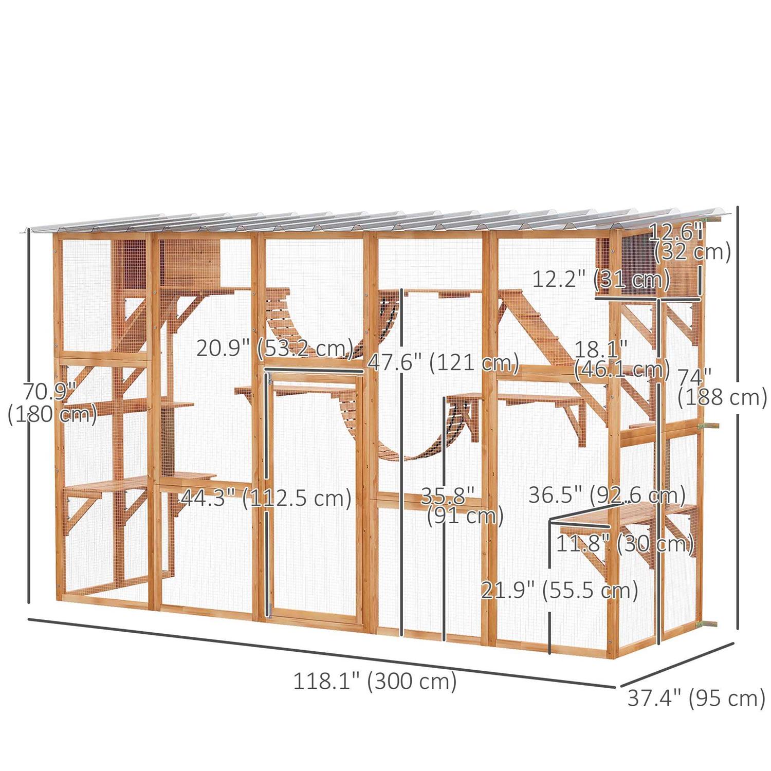 PawHut Outdoor Cat House Wooden Catio - Healthber