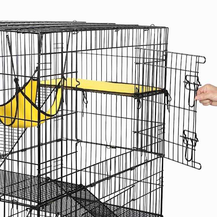 Topeakmart Black Rolling 4-Tier Small Animal Cage - Healthber
