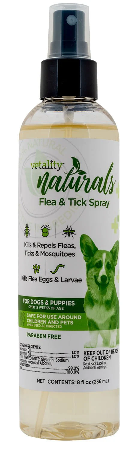 Vetality Naturals Flea & Tick Spray for Dogs, 8 oz - Healthber