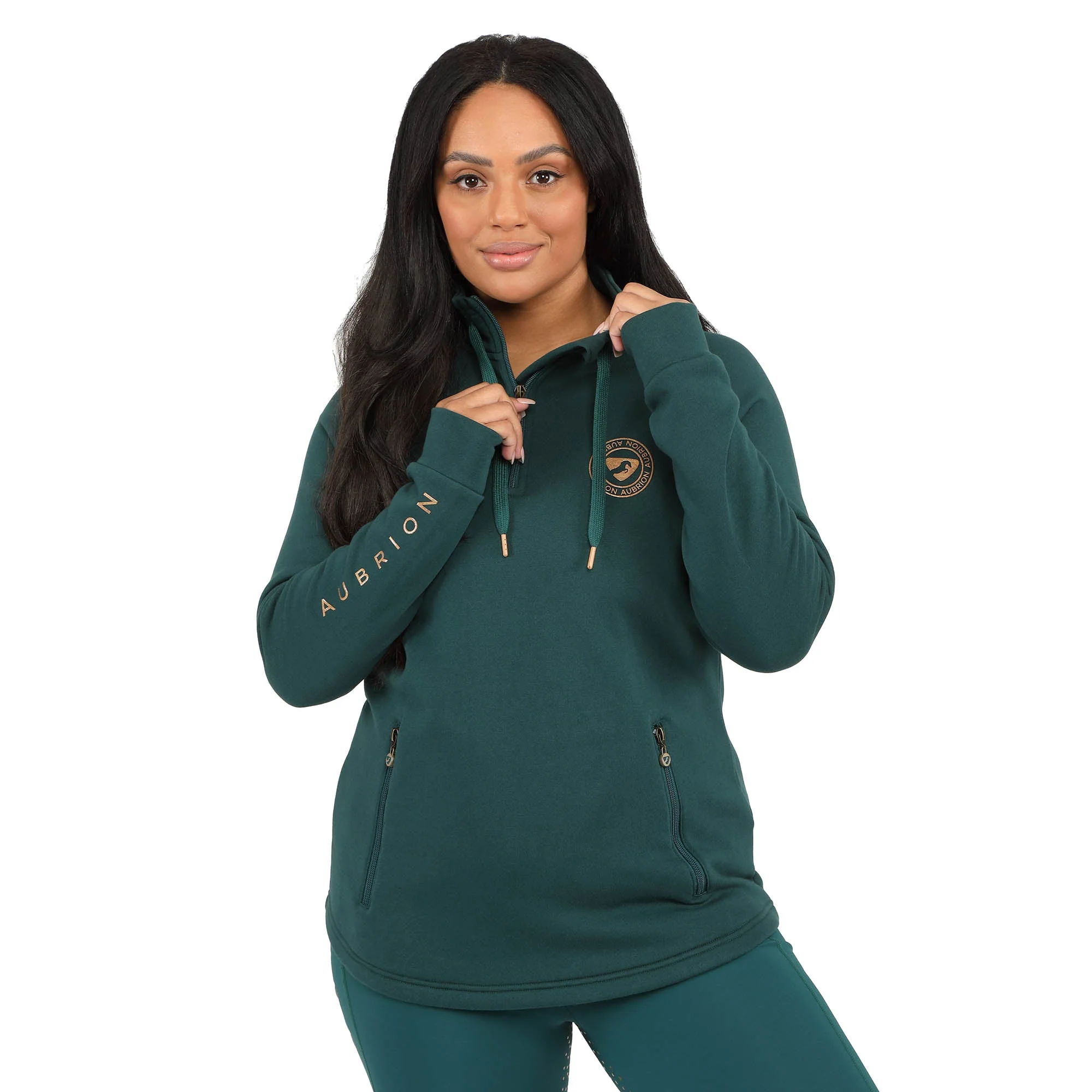 Aubrion Elm Half Zip Sweatshirt, Dark Green - Healthber
