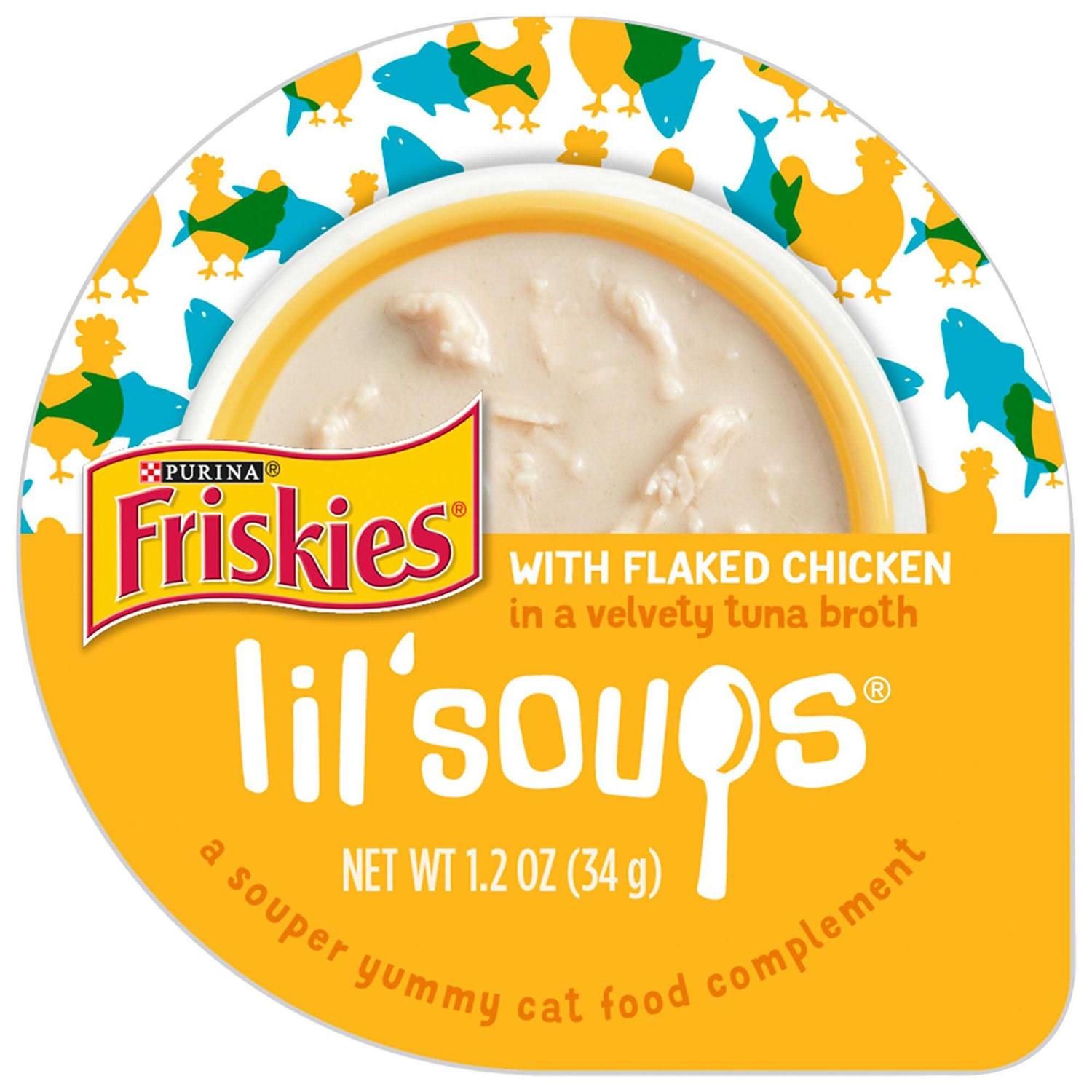 Purina Friskies Natural Grain Free Wet Cat Food Complement Lil’ Soups Flaked Chicken - Healthber