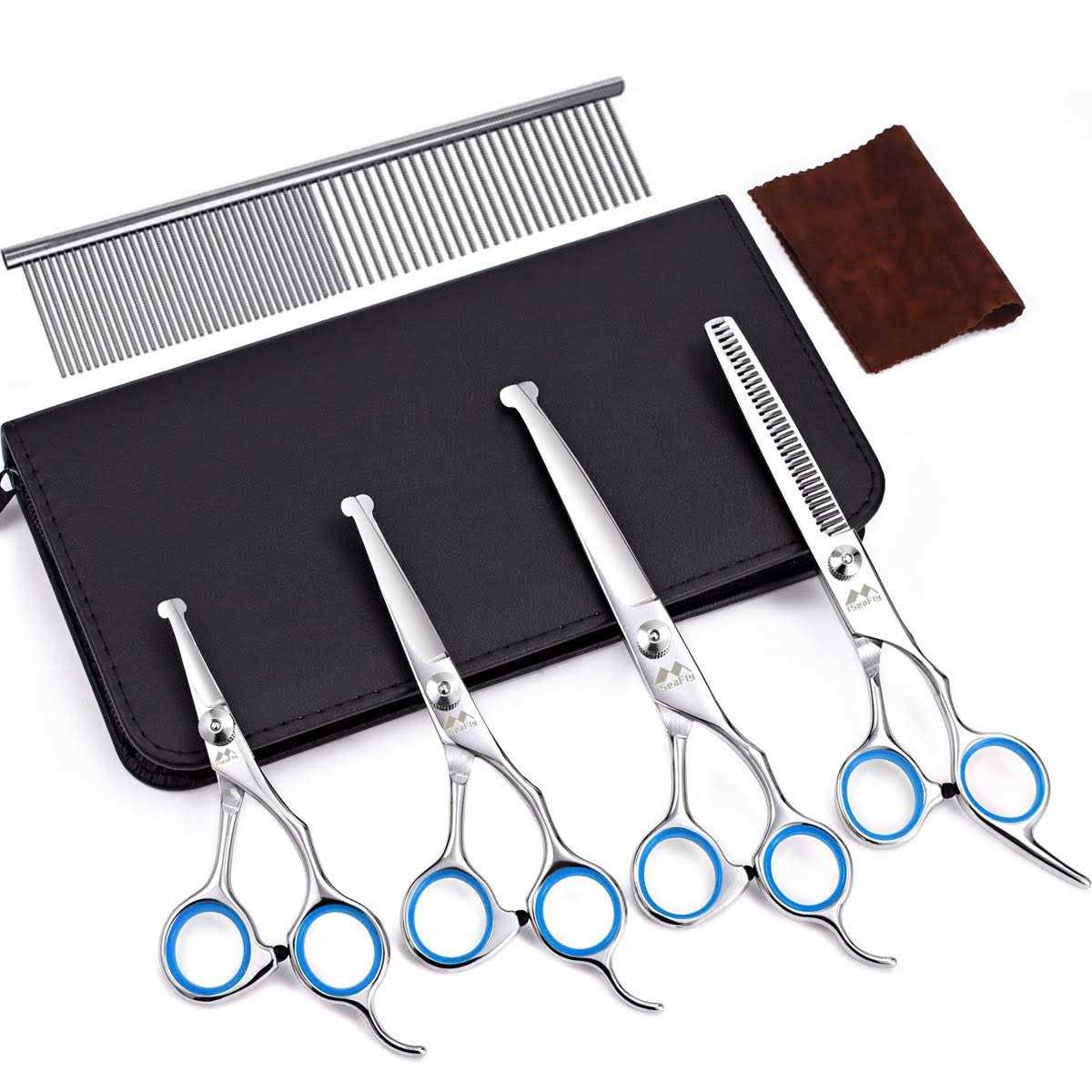 iSeaFly Dog Grooming Scissors Kit with Round Tip Set of 5 Cat Dog Scissors - Healthber