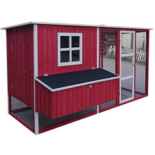 87 inch Wood Chicken Coop Hen House Run 4-6 Chickens Nesting Box - Healthber