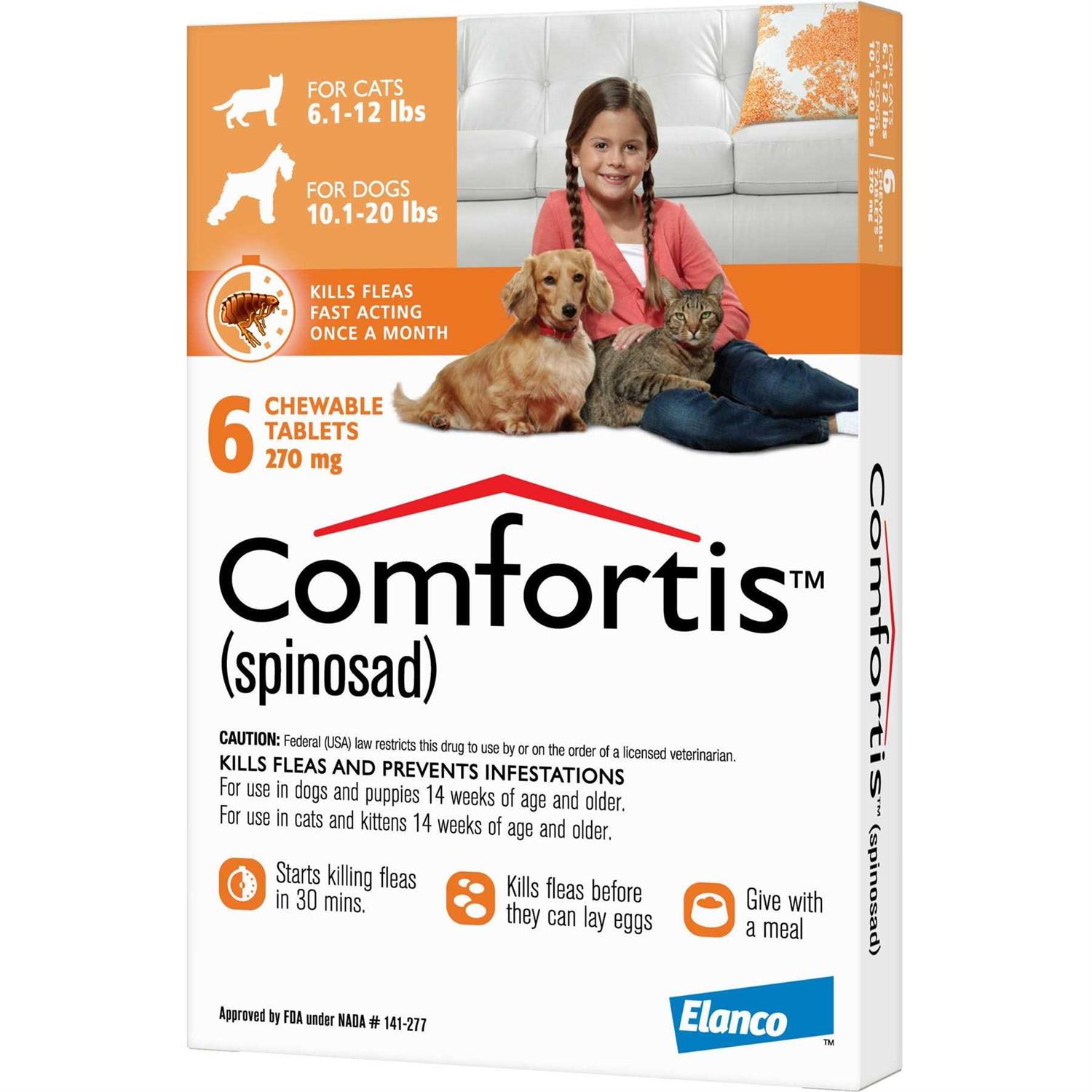 Comfortis Chewable Tablet for Dogs 10.1-20 lbs & Cats 6.1-12 lbs - Healthber
